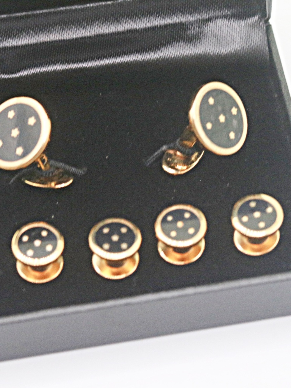 Vintage Five Star Enamel Cufflinks and Shirt Studs Set
